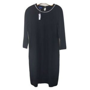 NWT RSVP by Talbots Cocktail Midi Dress Black Knit Rhinestone Neckline Size Sm
